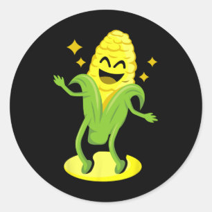 Sticker Rond Cool Corn Art Hommes Femmes Agricultrices Danser C