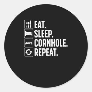 Sticker Rond Cool Cornhole Art Pelouse Jeu Cornhole Joueur