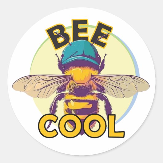 Sticker Rond "Cool d'abeilles" | Amusant et tendance (Devant)