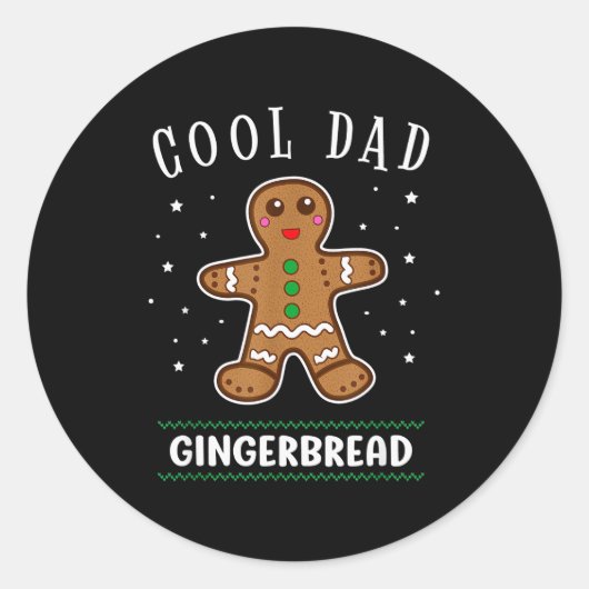Sticker Rond Cool Dad Gingerbread Man Cookie Family Christmas P (Devant)
