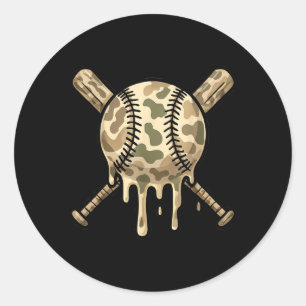 Sticker Rond Cool de base-ball Camo Baseball Bateaux Boys Sport