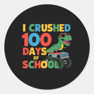 Sticker Rond Cool Dinosaur T-rex Monster Truck concassé 100 Jou