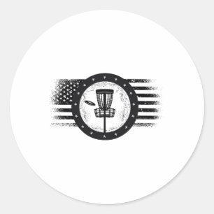 Sticker Rond Cool Disque Golf Sport Usa Grunge Drapeau - Disque