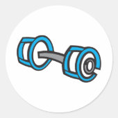Sticker Rond Cool Dumbbell Fitness Blue and Grey Graphisme (Devant)