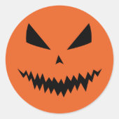 Sticker Rond Cool effrayant Jack O'Lantern Halloween noir orang (Devant)