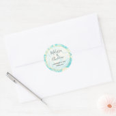 Sticker Rond Cool en marbre design en Mariage Turquoise et Crèm (Enveloppe)