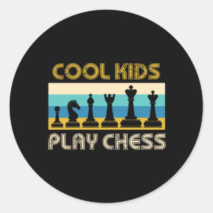 Sticker Rond Cool Enfants Jouer aux échecs Checkmate Board Pièc