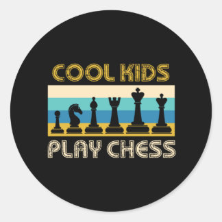 Sticker Rond Cool Enfants Jouer aux échecs Checkmate Board Pièc