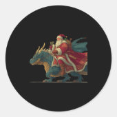 Sticker Rond Cool Festive Dragon With Riding Santa Claus Look (Devant)