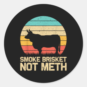 Sticker Rond Cool Fumée Brisket Pas Drôle Grillades Cadeau Homm