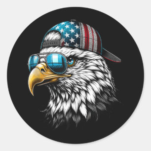 Sticker Rond Cool Funny American Bald Eagle Jour de l'Inaugurat