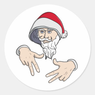 Sticker Rond Cool Gangsta Hip hop Rap de la main Père Noël