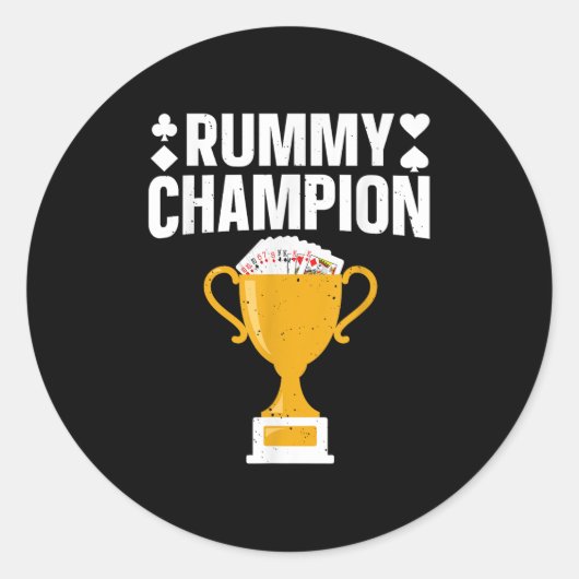 Sticker Rond Cool Gin Rummy Design Pour Hommes Femmes Carte Jeu (Devant)