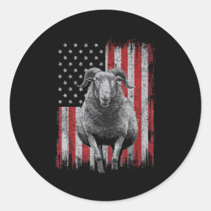 Sticker Rond Cool Goat Lover 4 juillet Patriotique Usa Indépend