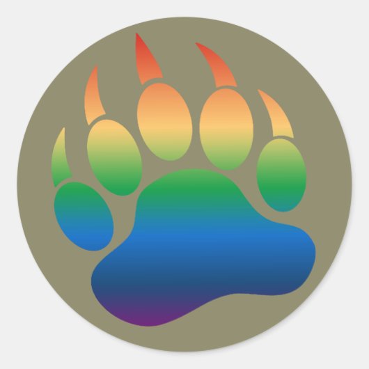 Sticker Rond Cool Gradient Motif Gay Ours Pride Ours Paw (Devant)