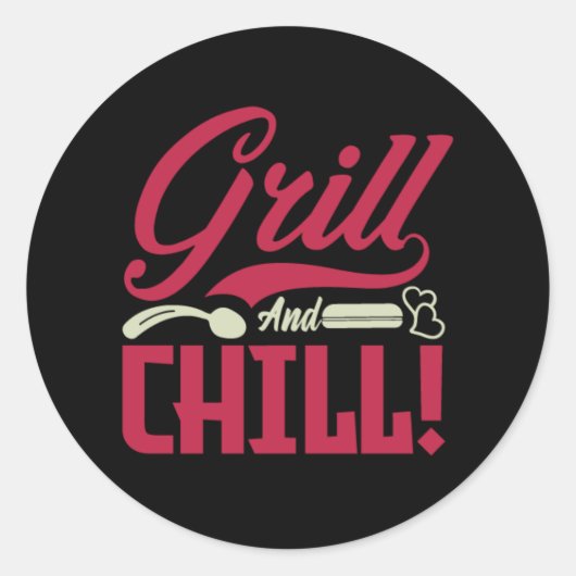 Sticker Rond Cool Grill mot art (Devant)