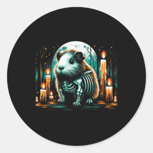 Sticker Rond Cool Guinée Pig Squelette Halloween Noël Naissance