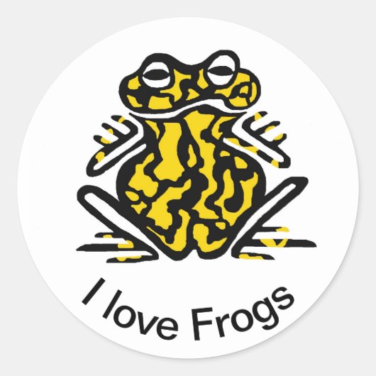 Sticker Rond Cool I love FROGS - Conservation - Faune (Devant)