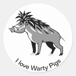 Sticker Rond Cool J'aime Warty PIGS - Amoureux des animaux - Na