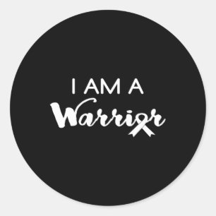 Sticker Rond Cool Je suis un ruban WARRIOR Breast Cancer de l'e