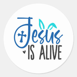 Sticker Rond Cool Jesus alive word art Easter 