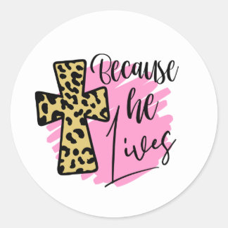 Sticker Rond Cool Jesus lives word art 