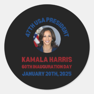 Sticker Rond Cool Kamala Harris 2024 Jour d'Inauguration Souven