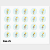 Sticker Rond Cool Llama et souriant Kawaii Sun (Feuille)