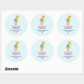 Sticker Rond Cool Llama et souriant Kawaii Sun Business (Feuille)