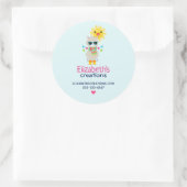 Sticker Rond Cool Llama et souriant Kawaii Sun Business (Sac)