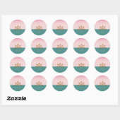 Sticker Rond Cool Lotus Pink Green (Feuille)
