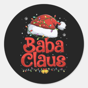 Sticker Rond Cool mâle Baba Claus avec chapeau de Noël
