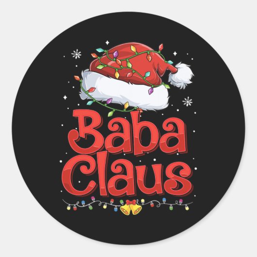Sticker Rond Cool mâle Baba Claus avec chapeau de Noël (Devant)