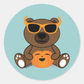 Sticker Rond Cool mignon Halloween lunettes de soleil et citrou (Devant)