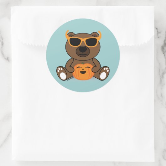 Sticker Rond Cool mignon Halloween lunettes de soleil et citrou (Sac)