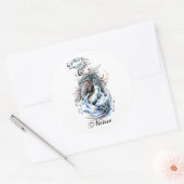 Sticker Rond Cool Moyen Age Eau vert Dragon tatouage (Enveloppe)