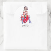 Sticker Rond Cool mûre manga fille coeur et Dagger tatouage (Sac)