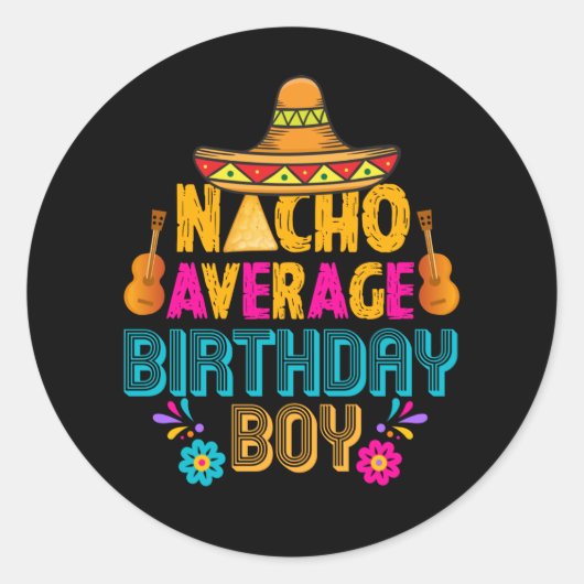 Sticker Rond cool Nacho moyenne Anniversaire garçon (Devant)