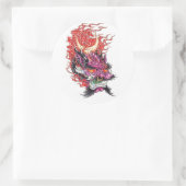 Sticker Rond Cool Oriental Demon Dragon Visage tatouage autocol (Sac)