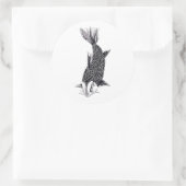 Sticker Rond Cool Oriental Japonais Koi Carp Poisson Aquarelle (Sac)