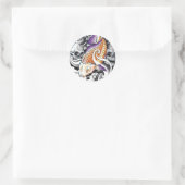 Sticker Rond Cool Oriental Koi Carp tatouage crâne (Sac)