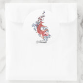 Sticker Rond Cool Oriental Rouge Koi Carp Poisson tatouage fleu (Sac)