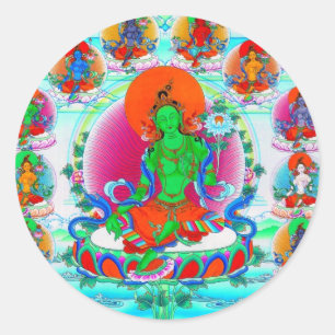 Sticker Rond Cool oriental tibetan thangka Godtattoo art
