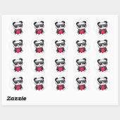 Sticker Rond Cool Panda Bear Lunettes de soleil Saint Valentin  (Feuille)