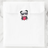 Sticker Rond Cool Panda Bear Lunettes de soleil Saint Valentin  (Sac)
