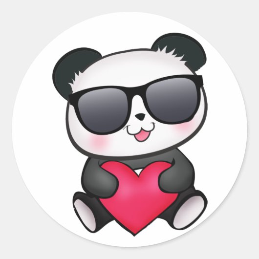 Sticker Rond Cool Panda Bear Lunettes de soleil Saint Valentin  (Devant)
