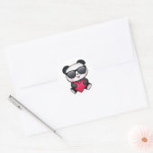 Sticker Rond Cool Panda Bear Lunettes de soleil Saint Valentin  (Enveloppe)