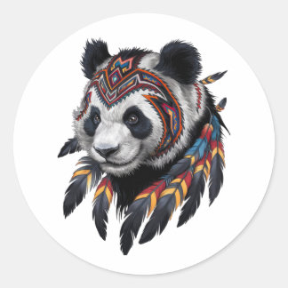 Sticker Rond Cool Panda dans l'art tribal