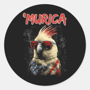 Sticker Rond Cool Patriotique Atiel Bird 4 juillet American Fla