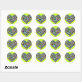 Sticker Rond Cool Peace Love Heart (Feuille)